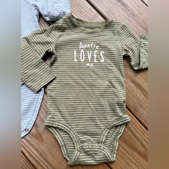 Infant baby toddler 12M Carter's Blue Green Long sleeve snap closure Bodysuits - Picture 3 of 5